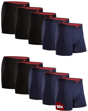 DANISH ENDURANCE Bamboo Boxer Shorts for Men, Breathable Underwear, Soft Antibacterial Pants, 10 Pack Multicolour (5xBlack, 5xNavy) 3XL