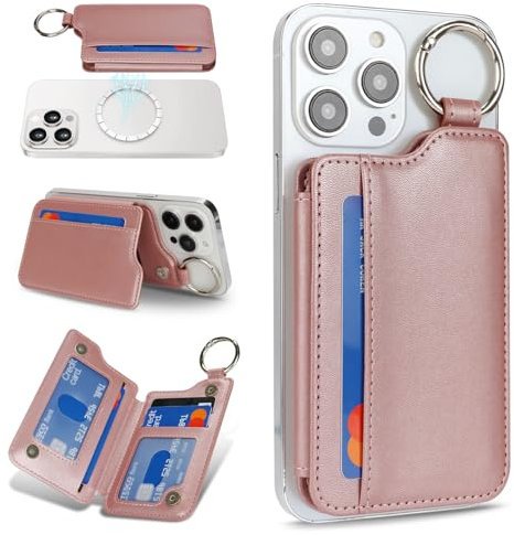 Havaya für Magsafe Wallet mit Kartenhalter Schlüsselring mit iPhone 16/15/14/13/12 Serie für Magsafe Wallet - Rosa