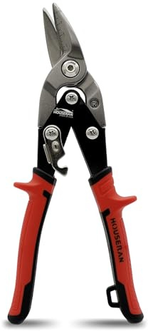 HOUSERAN Blechschere rechts 25cm CR-MO Doppelhebel Metall robust stark | Blechschere für Rechtsschnitte. Doppelhebel spart Kraft. Für Metallbleche und Draht.