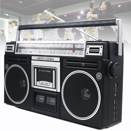 Boombox à Cassette, Lecteur de Cassettes CD, Boombox Bluetooth rétro des années 80, Prise en Charge de l'entrée SD/USB, avec Radio AM/FM, enregistreur à Cassette pour réunion de Famille, Voyage, dan