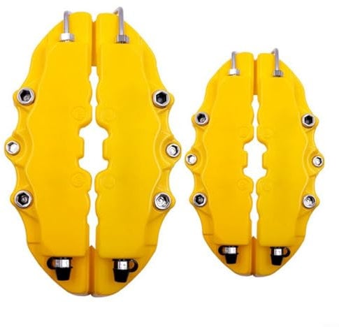 Copertura protettiva per pinza freno auto, in plastica ABS, stile 3D, kit giallo 4 pezzi
