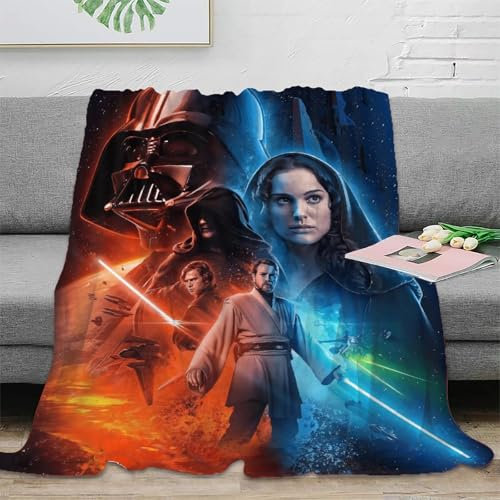 Krieg der Sterne Couchdecke 3D Druck Jedi-Ritter Wohndecken Sofadecke Fleecedecke Flauschig Warm Tagesdecke Bett Decken Kuscheldecke Weichen Flauschig Für Mädchen Jungen 60x80inch(150x200cm)