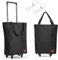 MOONCY 2 in 1 Shopping Trolley, 30L Large Folding Shopping Bag on Wheels, Lightweight Foldable Grocery Trolleys for Camping Traveling and Laundry, Black