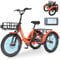 MOONCOOL Folding Electric Bike for Adults, 20 Folding Electric Trike with 36V 20AH Removable Battery, 250W Motor High Speed 3 Wheels Electric Bicycle, LCD Display, 45NM E-Bikes with Large Baskets