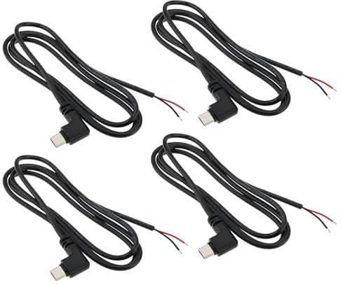 OTOTEC 4x Right Angle USB C to 2 Pin Bare Wire Open End Wire Pigtail 22AWG Power Cable for 5V/3A Low Power Device DIY