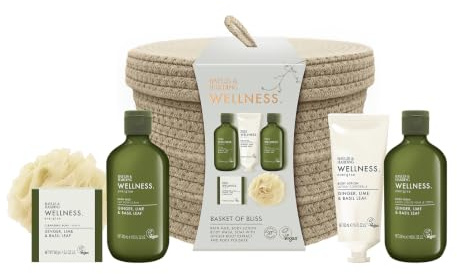Baylis & Harding Wellness Ladies Basket of Bliss Gift Set 1 Pack | Ginger, Lime & Basil Leaf, 97% Naturally Derived, Vegan Friendly