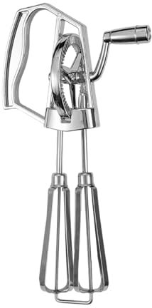 Batidora de mano mecánica de acero inoxidable 420, sin electricidad, batidor para crema y claras de huevo, plata, 25,5 x 14 x 6,5 cm