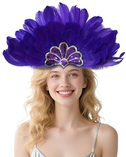 Wildarms Damen Feder Kopfschmuck Pailletten Kopfschmuck Karneval Hochzeit Halloween Maskerade Party Cosplay Kostüm Zubehör