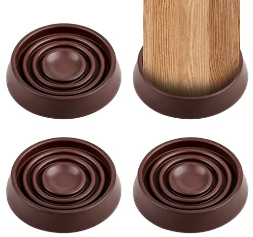 Rubber Castor Cups 1.5 IN, 4 PCS Furniture Coasters, Premium Carpet Protector Cups, Non Slip Caster Cups Furniture Pads, Sofa Feet Protectors for Wooden Floors - Fits All Furniture Leg Protection