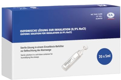 IEA Medical Kochsalzlösung 0,9% NaCl – 20×5 ml zum Inhalieren, Vernebler | Sterile, isotonische Einzeldosen à 5 ml – konservierungsfrei für Vernebler & Inhalator; sanft für Baby, Kinder & Erwachsene