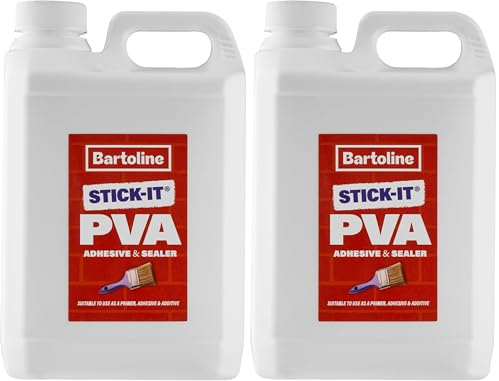 Bartoline PVA Glue Adhesive & Sealer 2.5L - Multi-Purpose Primer, Adhesive, and Sealer for Concrete, Wood, Tiles, Fabric, and More, Dust-Proofing, Bonding & Sealing (Pack of 2)