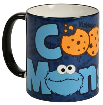 Elbenwald Sesamstraße - Tasse Cookie Monster 320 ml Fassungsvermögen spülmaschinen- und mikowellengeeignet Keramik