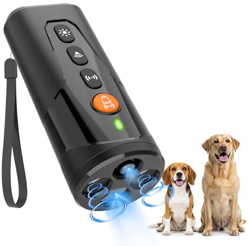 AOZOOM Ultraschall Anti Bell Gerät für Hunde, Handheld Hundeabwehr Ultraschall mit 4 Modi & 15m Reichweite, Aufladbar & Sicheres & Effektives Ultraschall Gegen Hunde Drinnen Draußen