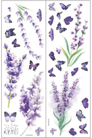 Sticker Mural Lavande Adhésif 1 Set Pvc Amovible pour Mur | Chambre Bébé et Salon, Pose Peel And Stick, sans Trace Résiduelle, Motif Floral Printanier