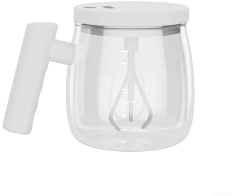 Floweringbeter Elektrischer Glas-Mixbecher mit wiederaufladbarem Akku, 7000 U/min, Mixer für Kaffee, Tee, Typ-C-Aufladung, Borosilikatglas, One-Touch-Bedienung, cremefarben (englische Kaffeefarbe)