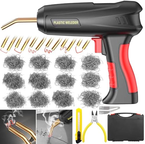 ZPQAODI Saldatrice per Plastica 200W con 1000 Pezzi Chiodi, Saldatrice Plastica, Saldatore Pistola Riparazione Macchina, Plastica Saldatrice Kit, Saldatore per Riparazione Auto Paraurti Auto Ricambi
