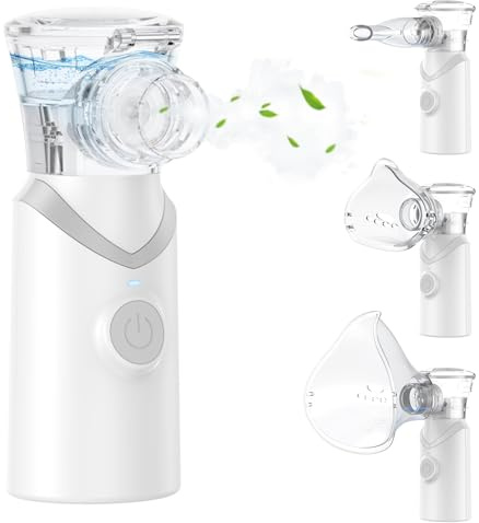 Inhalationsgerät,Larair Inhaliergeräte für Erwachsene & Kinder,Leiser Vernebler,Wiederaufladbarer und Tragbarer Inhalator,Inhalator mit Selbstreinigungsfunktion & Einstellbarem Sprühvolumen, Grau.