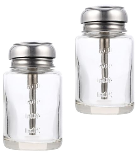 VOSAREA Lot de 2 Bouteilles en Verre Pressions 100ml Étanches et Légères pour Distribution Facile D'alcool ou Liquide en Beauté