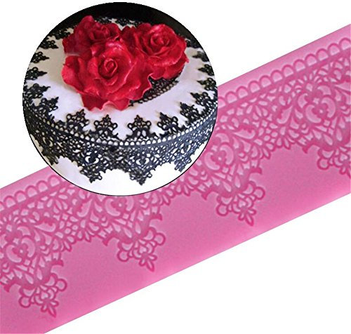 Silikon-Matte mit Blumen-Spitzen-Muster, für Kuchendekorationen aus Zuckerfondant, 19 x 7 x 3 cm