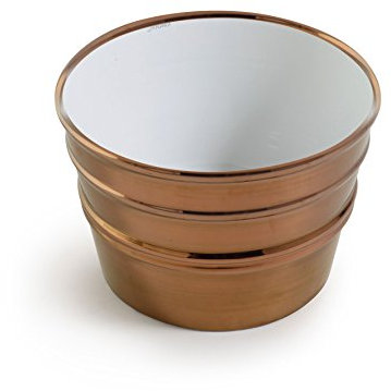 Vasque Lavabo à Poser/Suspendu Rond Bacile Cuivre Brillant en céramique - 46,5x46,5xH30 cm (sans Porte Serviette)