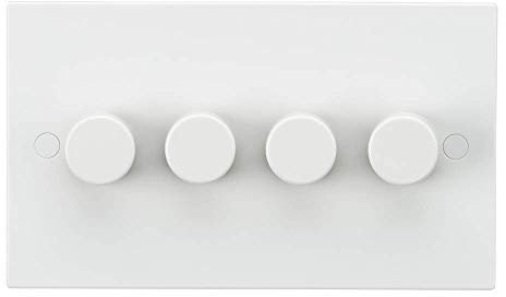 Knightsbridge White Square edge Plastic 4G 40-400W Dimmer Switch