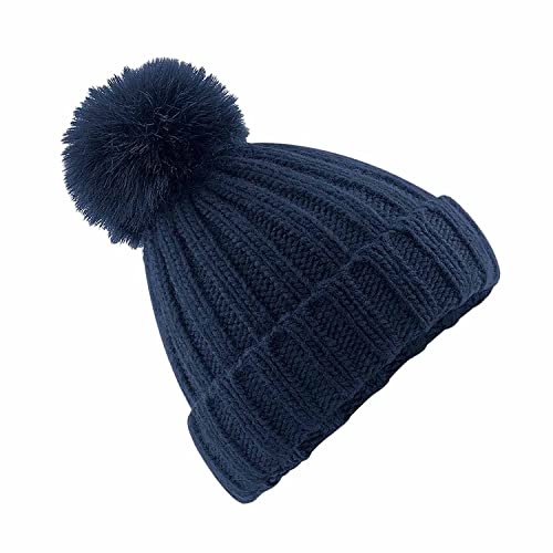 Beechfield Verbier Faux Fur Pop Pom Chunky Beanie, Unisex, Erwachsene