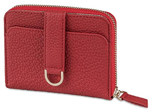 Vaultskin Portemonnaie für Damen mit Reißverschluss - RFID Geldbörse mit Kartenfächern & Münzfach, Kleiner Geldbeutel Damen für Kreditkarten und Scheine (Rot, BELGRAVIA)