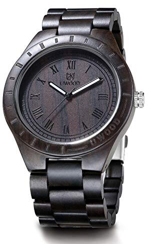 LeeEv Herren Armbanduhr aus Holz leicht, einzigartig Uwood Serie handgefertigt Sandelholz analog Quarz Vintage Stil römische Zahlen natürliche Holz Armbanduhr