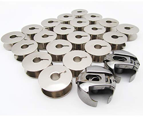 CKPSMS Marke -2Stück Spulenkapsel 9076 14 mm + 20Stück Spulen Kompatibel mit PFAFF 130 230 800 1211 1222# 9033S 20PCS+BC-PF9076(14)-NBL 2PCS