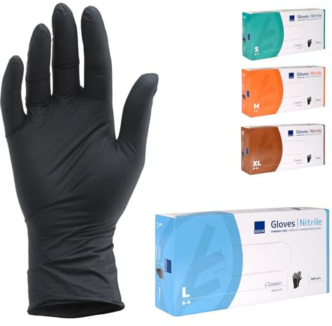 ABENA Nitril Einweghandschuhe 100 Stück Pack (Größe L) Lebensmittelecht, Reißfest, Latexfrei, Puderfrei, Hygienische Handschuhe brauchbar für Reinigungsarbeiten, Schönheitssalon, Tattoo und Zuhause
