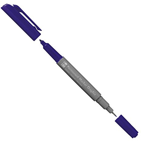 Marabu 01470003055 - Permanent Marker Graphix in Ultramarinblau dunkel, mit Doppelspitze 1-2 mm und 0,5 mm, brillante Farben, schnelltrocknende, alkoholbasierte Tinte, geruchsarm und wasserfest