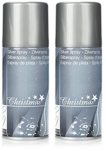 com-four® 2x Deko Sprühfarbe silberfarben - Klarlack-Spray zum Dekorieren und Basteln - Sprühlack silberfarben für Weihnachts-Deko (2 Stück - Spray/silberfarben)