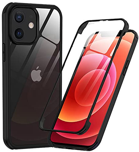 Phoneaura 360 Grad Schutzhülle für iPhone 12 mit Folie und Schutzglas (Vorne+Hinten)
