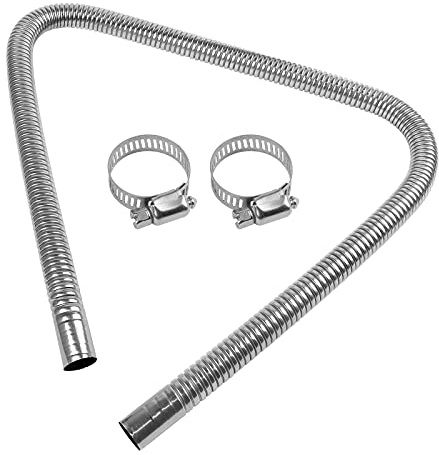 Abgasschlauch für Stromerzeuger 120 CM, JatilEr Abgasschlauch 25mm Standheizung Auspuff Edelstahl Auspuff Schalldämpfer, Auto Edelstahl Auspuffrohr mit Zwei Edelstahlklammern für Diesel Heizung