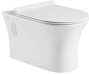 VBChome Hänge-WC Spülrandloses aus Keramik mit Toilettendeckel WC-Sitz aus Duroplast Absenkautomatik Rimless SoftClose-Funktion Tiefspüler Toilette Wand WC Wand-WC-Set (Weiß)