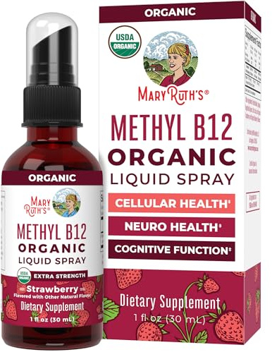 MARYRUTH'S Vitamin B12 Liquid Spray | Vegan, Non-GMO, Gluten-Free | USDA Organic Supplement | Energy & Nervous System Support | B12 Vitamins for Women & Men | 720 mcg | 1 Fl Oz