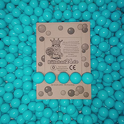 100 Bio-Kunststoff Bällebad Bälle aus nachwachsenden Zuckerrohr - Rohstoffen, 6cm Ø, Kindergarten und Gewerbequalität - BB01 (6cm -200 Bälle, Türkis)
