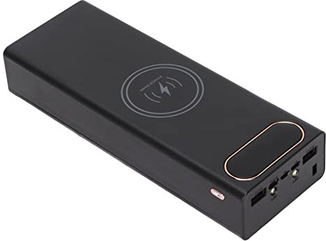 Power Bank, 18650 10W Doble USB Cargador Portátil L20 Edición Estándar Pantalla LCD DIY Power Bank con Carga Inalámbrica 5W Negro