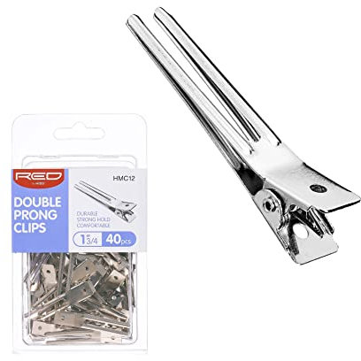 RED by Kiss 40pcs 1.75 Slide-In Hair Clips, Durable Metal Curl Setting Clips for Hairdressing, Sectioning & Retwisting, Rust-Free Hair Pins for Dreads, Dreadlocks, & Twist Styles