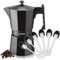 MAGEFESA Colombia Noir - Cafetera Italiana de 6 Tazas, 300ml, Incluye 6 Cucharas Moka, Aluminio Extra Grueso, Todo Tipo de Cocinas, EXCEPTO INDUCCIÓN