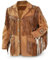 100% Real Suede Western Style Leather Jacket for Sale Native American Coat Fringe (3XL, Design 2), Camel Brown
