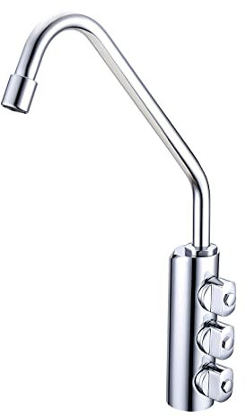 Bellerofonte Rubinetto miscelatore tre vie INOX Alto per erogatori sottobanco cromato osmosi filtrazione