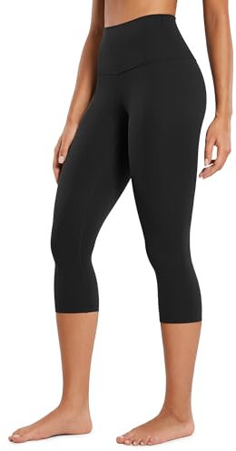 CRZ YOGA Butterluxe Damen High Waist 3/4 Leggings Capri Blickdicht Sport Yoga Fitness Sommer Sporthose - 48cm Schwarz 44