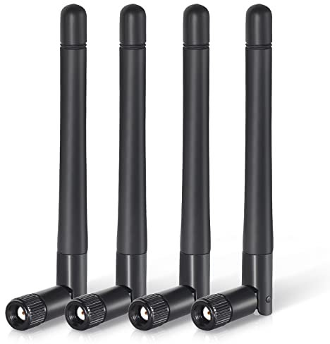 Bingfu External WiFi Aerial Dual Band 2.4GHz 5GHz 5.8GHz 3dBi MIMO RP-SMA Male WiFi Antenna (4-Pack) for Bluetooth WiFi Router Wireless Network Card USB Adapter Video Surveillance Monitor
