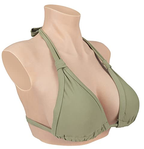 Minaky Silicone Breast Forms Breastplate Prosthesis Mastectomy C~G Cup Artificial Fake Breast for Crossdresser Transgender Cosplay - 9TH Generation, D Cup, Ivory White