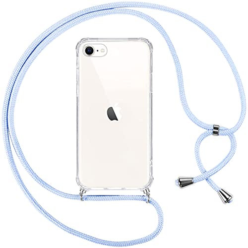 Pnakqil Coque pour iPhone 8/iphone SE 2020/iPhone 7/SE 2022 avec Cordon, Transparente Silicone Housse avec Réglable de Collier Anti-Chute Etui pour iPhone 8, Ètuis à Bandoulière 4.7, Violet