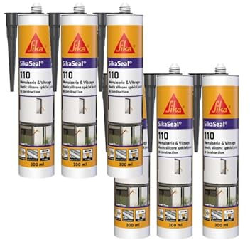 Lot de 6 mastic silicone SIKA SikaSeal 109 Menuiserie - Anthracite - 300ml
