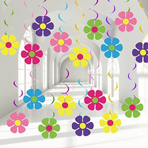 60 Stück 60er Jahre Hippie Party Decke hängende Dekor Wirbel für Boho Hippie Groovy Retro Thema Geburtstag Babyparty Party Dekorationen Gastgeschenk