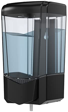 PLUSSEN Dispenser da Muro Manuale Sapone 600 ml Grande Capacità per Cucina Bagno Ristoranti Hotel Ospedali (9306-Nero)