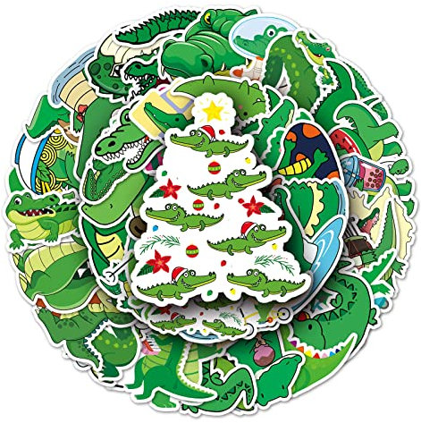 Bric Dodo 50 Stück Crocodile Aufkleber Auto Laptop Telefon Gitarre Skateboard Motorrad Fahrrad Krokodil Stickers Set Vinyl Wasserdicht Aesthetic Aufkleber für Jugendliche Kinder Erwachsene